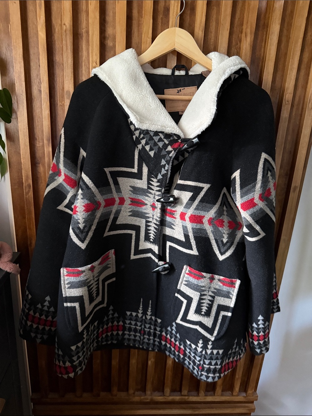 Powder River Outfitters Wool Blend Southwestern Hooded Jacket. M